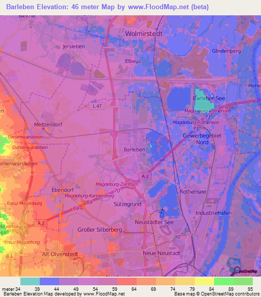 Barleben,Germany Elevation Map