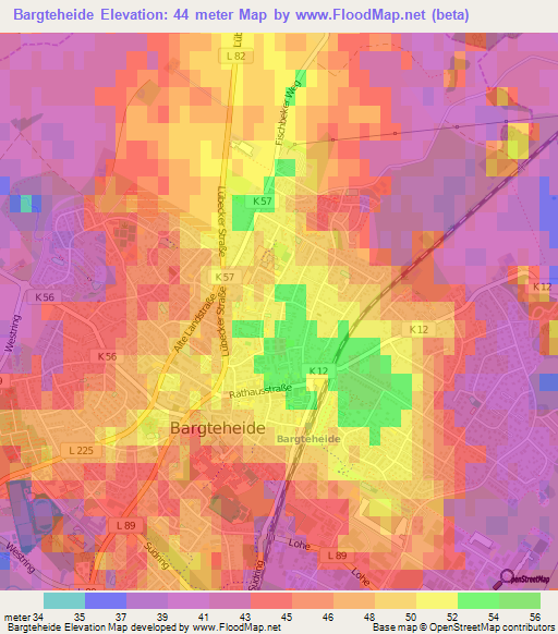 Bargteheide,Germany Elevation Map