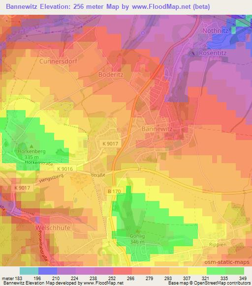 Bannewitz,Germany Elevation Map