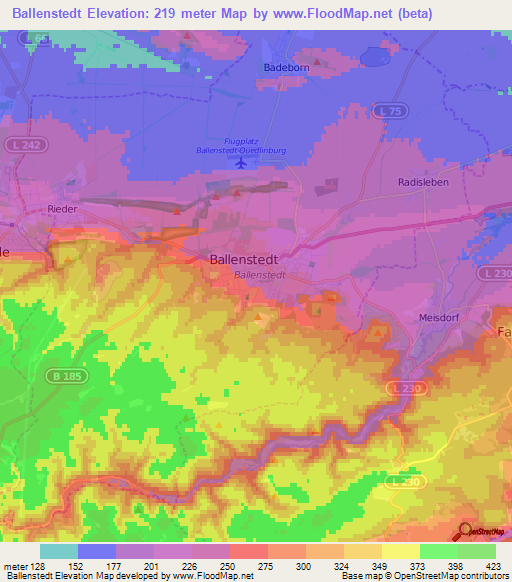 Ballenstedt,Germany Elevation Map