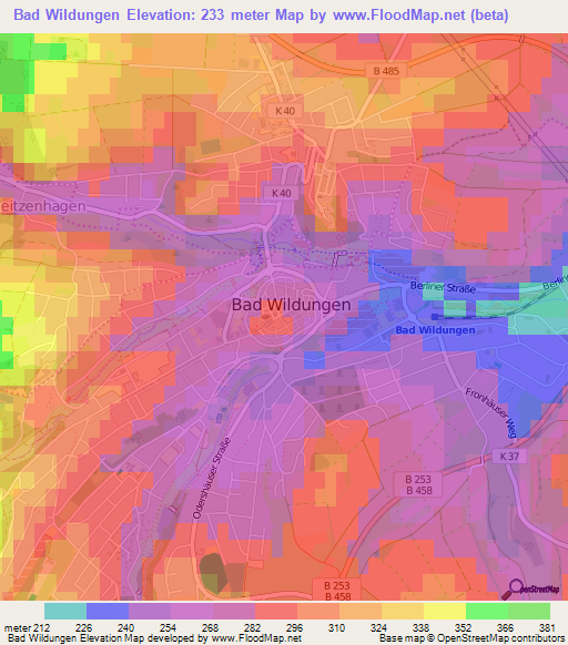 Bad Wildungen,Germany Elevation Map