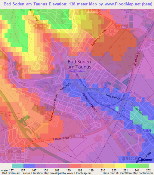 Bad Soden am Taunus,Germany Elevation Map