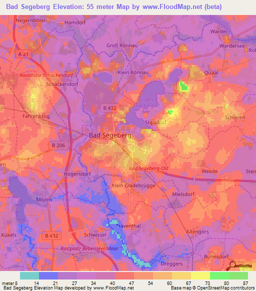 Bad Segeberg,Germany Elevation Map