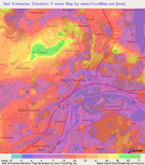 Bad Schwartau,Germany Elevation Map