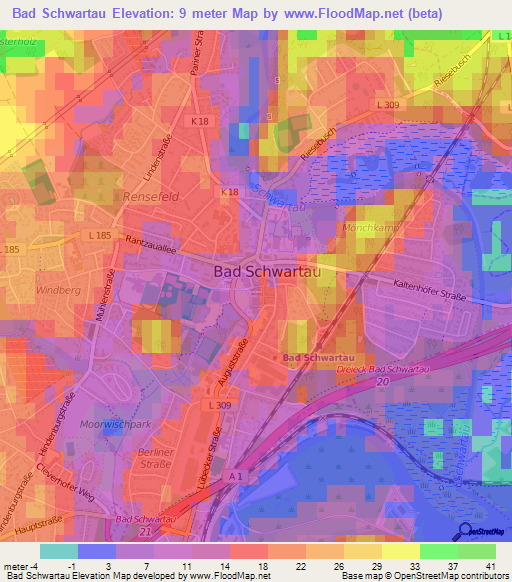 Bad Schwartau,Germany Elevation Map