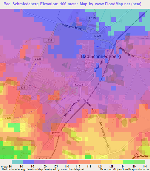 Bad Schmiedeberg,Germany Elevation Map