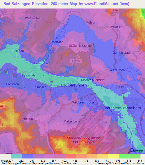 Bad Salzungen,Germany Elevation Map