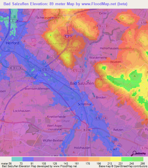 Bad Salzuflen,Germany Elevation Map