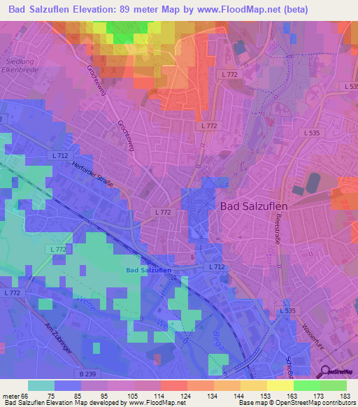 Bad Salzuflen,Germany Elevation Map