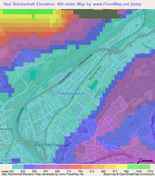 Bad Reichenhall,Germany Elevation Map