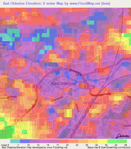 Bad Oldesloe,Germany Elevation Map