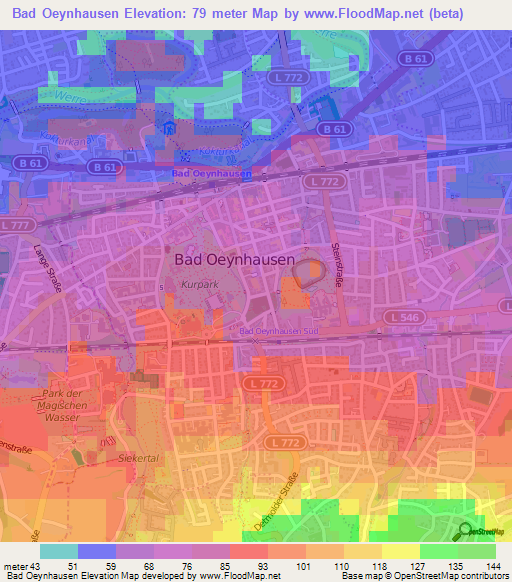 Bad Oeynhausen,Germany Elevation Map