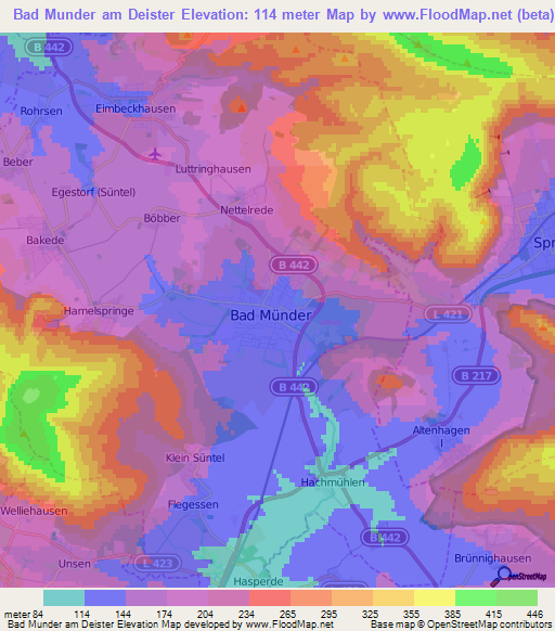 Bad Munder am Deister,Germany Elevation Map