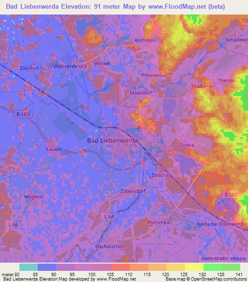 Bad Liebenwerda,Germany Elevation Map