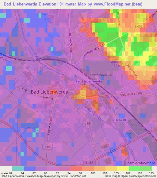 Bad Liebenwerda,Germany Elevation Map