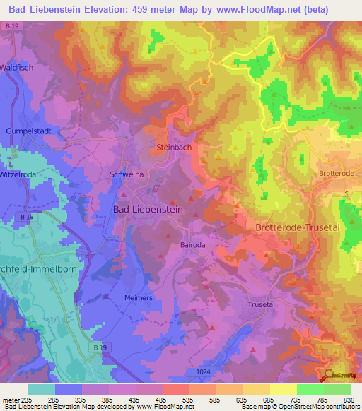 Bad Liebenstein,Germany Elevation Map