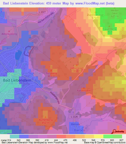 Bad Liebenstein,Germany Elevation Map