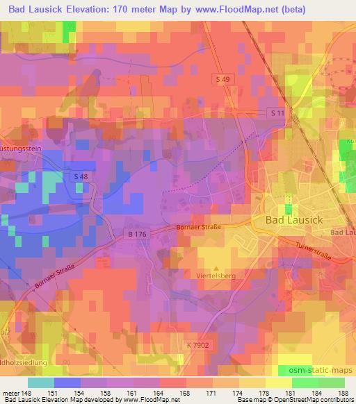 Bad Lausick,Germany Elevation Map