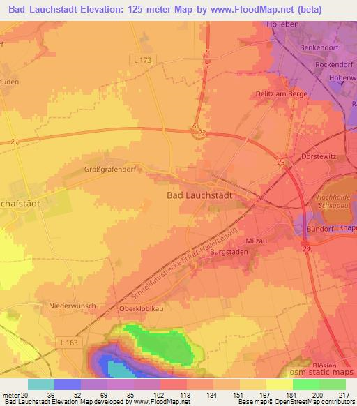 Bad Lauchstadt,Germany Elevation Map