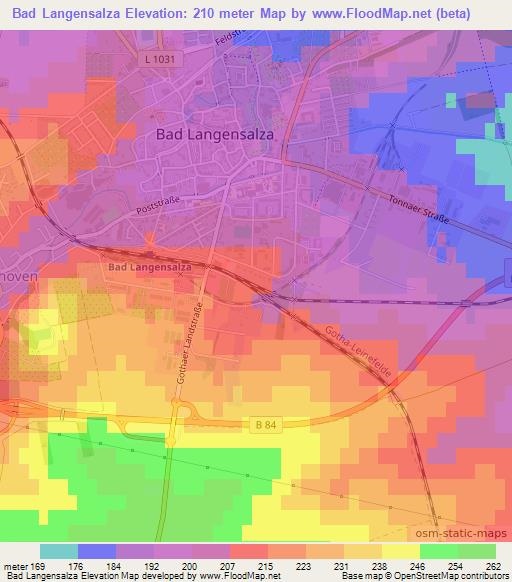 Bad Langensalza,Germany Elevation Map