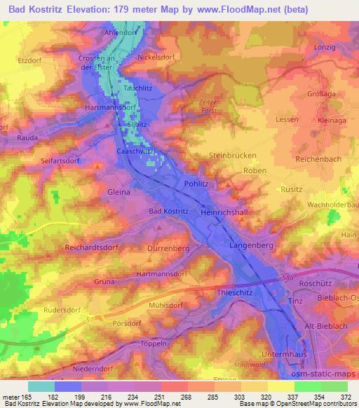 Bad Kostritz,Germany Elevation Map