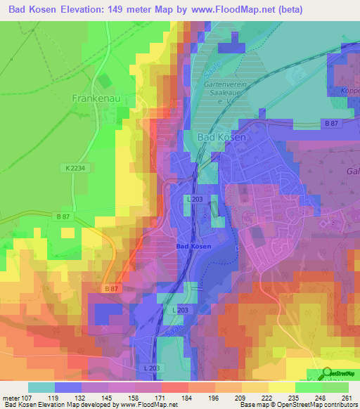 Bad Kosen,Germany Elevation Map