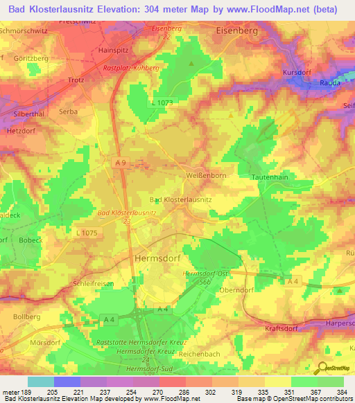 Bad Klosterlausnitz,Germany Elevation Map