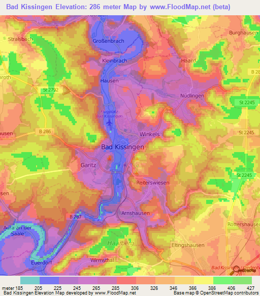 Bad Kissingen,Germany Elevation Map