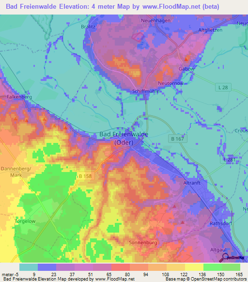 Bad Freienwalde,Germany Elevation Map