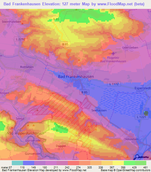 Bad Frankenhausen,Germany Elevation Map