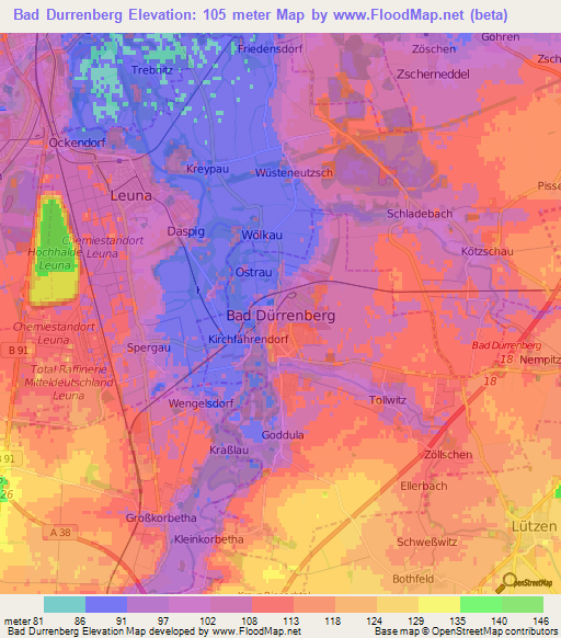 Bad Durrenberg,Germany Elevation Map