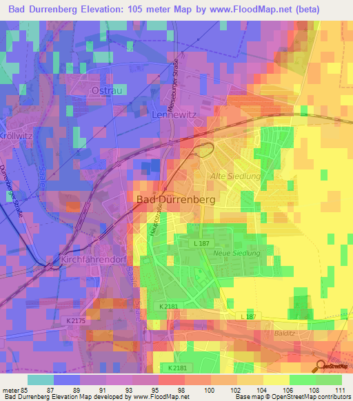 Bad Durrenberg,Germany Elevation Map