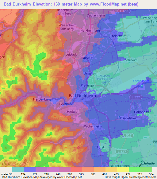 Bad Durkheim,Germany Elevation Map