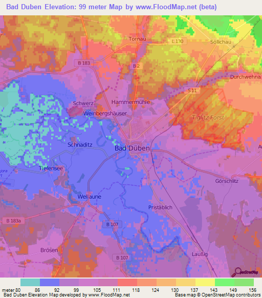 Bad Duben,Germany Elevation Map