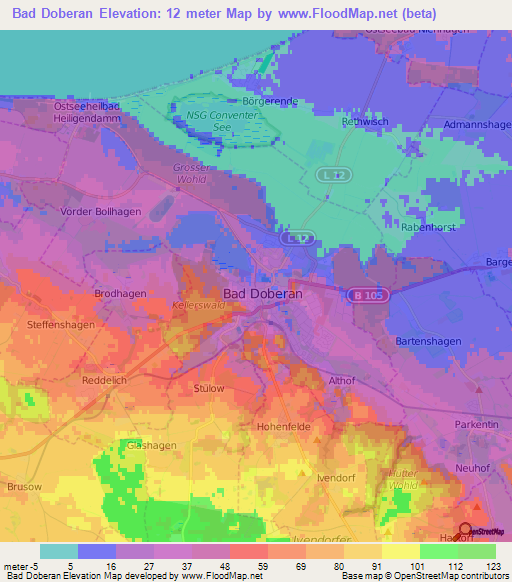 Bad Doberan,Germany Elevation Map