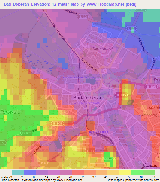 Bad Doberan,Germany Elevation Map