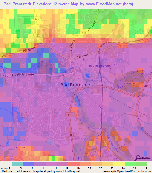 Bad Bramstedt,Germany Elevation Map