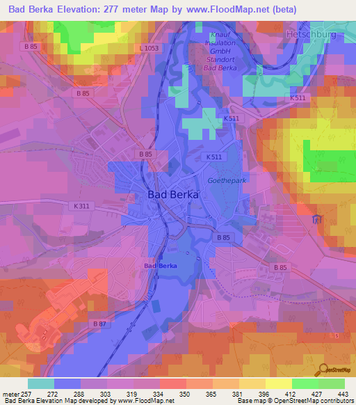 Bad Berka,Germany Elevation Map