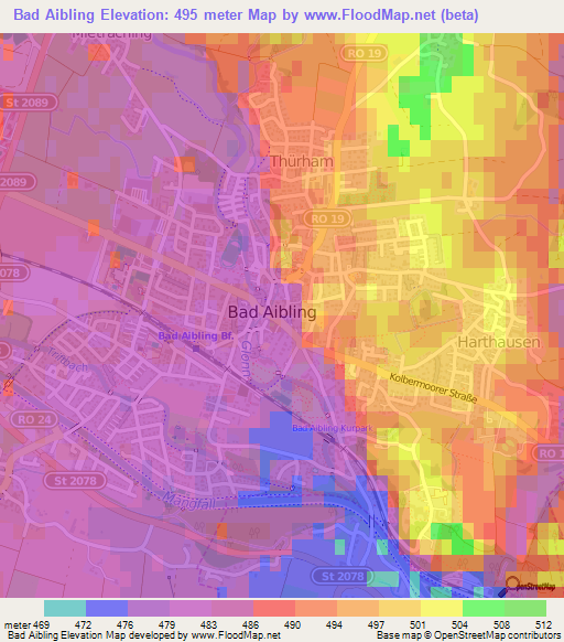 Bad Aibling,Germany Elevation Map