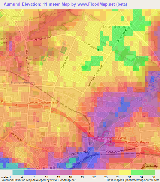 Aumund,Germany Elevation Map