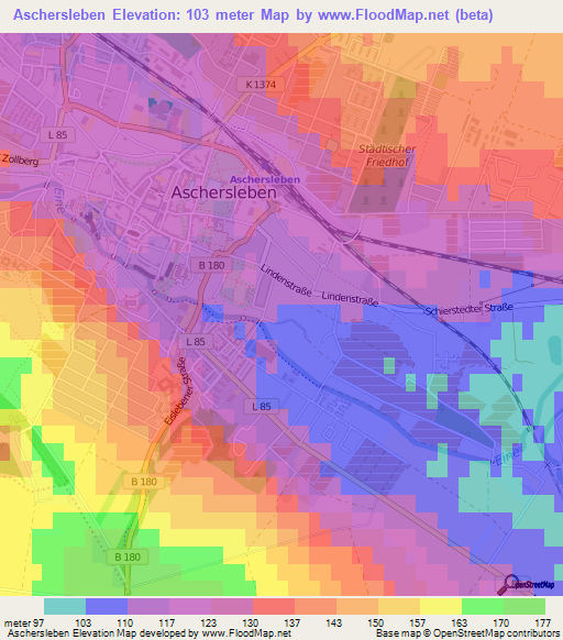 Aschersleben,Germany Elevation Map