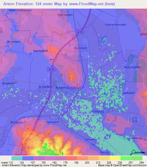 Artern,Germany Elevation Map