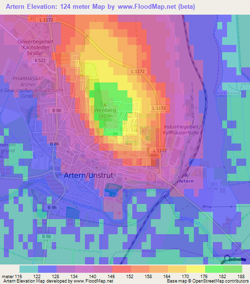 Artern,Germany Elevation Map