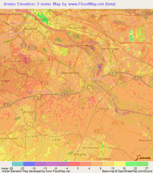 Arsten,Germany Elevation Map