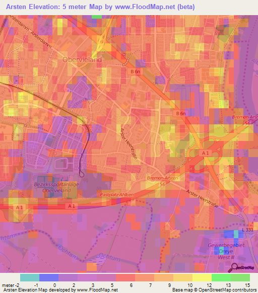 Arsten,Germany Elevation Map