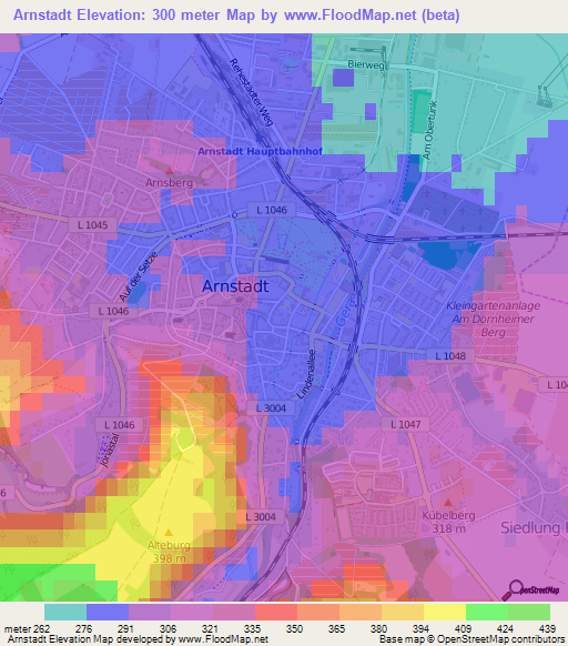 Arnstadt,Germany Elevation Map