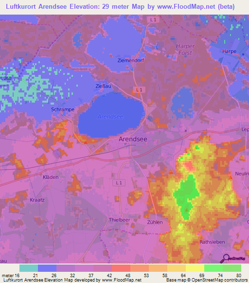 Luftkurort Arendsee,Germany Elevation Map