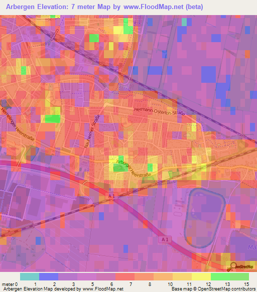 Arbergen,Germany Elevation Map