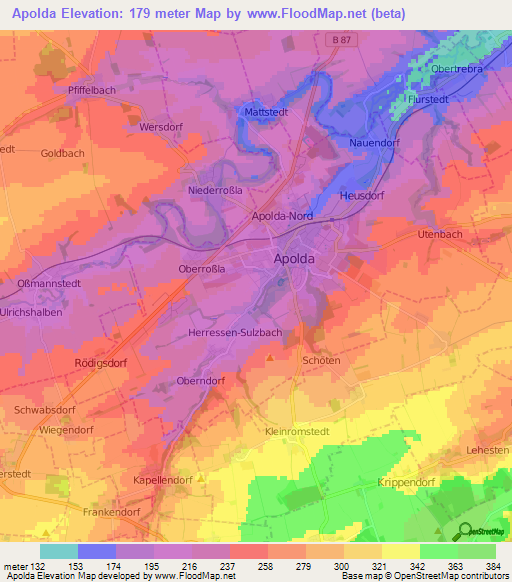 Apolda,Germany Elevation Map