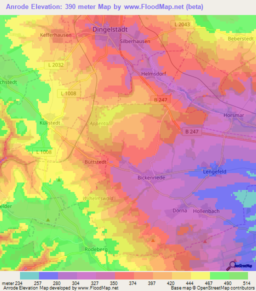 Anrode,Germany Elevation Map